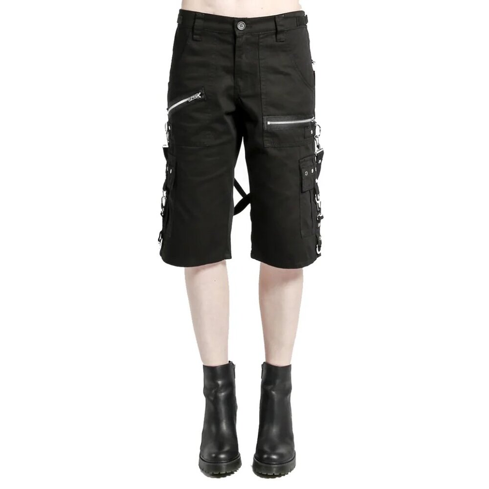 Women's Punk Gothic Black Cotton Emo Shorts With Zipper